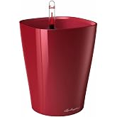 Lechuza DELTINI Scarlet Red High Gloss 14919 | 19 x 15 x 14 cm; automatic watering wick system, water level indicator; indoor