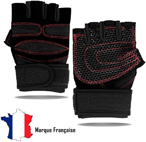 Qayan Weight Lifting Gloves with Wrist Support for Gym – Sport Glove – Crossfit – MTB Bike, Cycling - Weightlifting Gym - Men/Women – Size M &amp; L, black / red, M