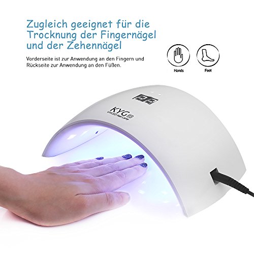 KYG Nagellacktrockner UV-Nagellampe 24W 15 LEDs Lichthärtegerät Infrarot Sensor Lichthärtungsgerät für Shellac, Gelnagellack mit Timer Weiß - 6