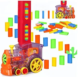 BAL CO Domino Train, 60PCS Domino Blocks Set, Building and Stacking Toy Blocks Domino Set for 3-7 Year Old Toys, Boys Girls Creative Gifts for Kids (60 Piece Set)