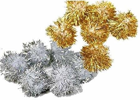 Creation StationGlitter Poms, Gold & Silver Assorted Sizes, Small