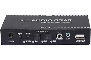 Lechnical NK-A6L 5.1 Audio Gear Decodificador de sonido digital Convertidor de audio Reemplazo de salida de audio de 3,5 mm para Dolby Digital AC-3 DTS Enchufe de la UE