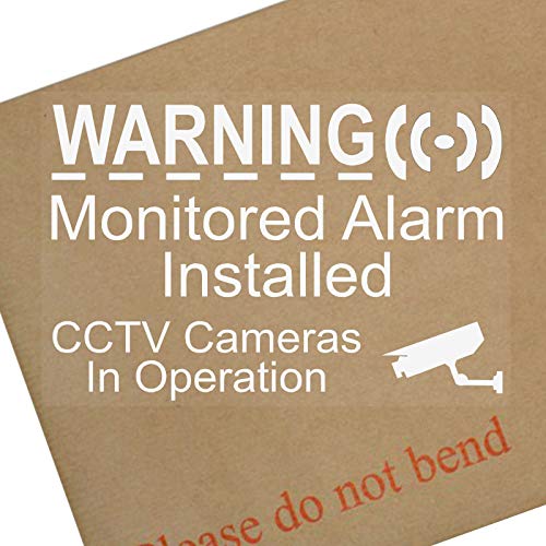Platinum Place 6 x CCTV & Monitored Alarm System Installed-WHITE on CLEAR-130x87mm-Internal Window Stickers-Video Recording Camera-Security Warning Window Stickers-Mini Self Adhesive Vinyl Signs