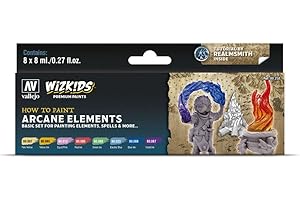 Acrylicos Vallejo- WizKids Arcane Elements, Set di Colori, 8 x 8 ml Modellismo, Vari, 8 ml (8er Pack), 214966
