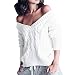 Produktbild OVERDOSE Frauen Langarm V-Ausschnitt Tops Bluse Pullover Sweater Lose Jumper Strickwaren Outwear (S, A-Weiß)