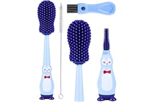 FRIEDWOHL Baby Flaschenbürste Set, komplettes Flaschenreinigungsset, 4 in 1 Silikon Babyflaschenbürste, BPA-frei, mit Silikonbürste, Nippelbürste, Strohbürste, EIN Kleiner Pinsel, für Reinigen Von Babyflaschen