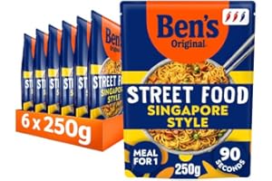 Ben's Original Street Food Singapore ready in 90 seconds Noodles Ready Meal serves 1 multipack 6x 250g