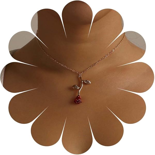 Collana Lariat Y Boho Con Fiore Di Rosa Rossa Vintage, Girocollo Regolabile, Per Donna E Ragazza