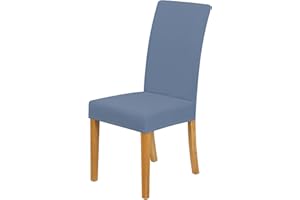 CMAKER Chair Covers Stretch Spandex Fabric Chair Slipcover Seat Cover for Home Washable Removable Parsons Chair Protector Dining Room Kitchen Hotel,Set of 6,Dusty Blue