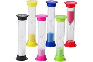 KOLZEMV 6 Pezzi Clessidra Timer, clessidra, clessidra bambini, Set Clessidra Sabbia Colorata, Timer a Clessidra, Clessidra Set, 30s/1 min/2 minuti/3 minuti /5 minuti/10 minuti, per Casa, Cucina