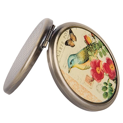 NIKKY HOME Handspiegel Compact Taschenvergrößerungs Kosmetik Make-up Oval Handgemachte Perlmutt Geschenke Vintage Durchmesser 6.3cm Eisen - 4