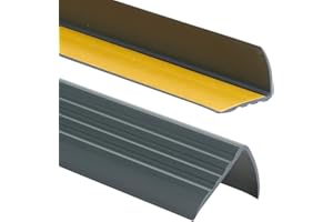 PROFIPVC Profilo per bordi scale - Profilo angolare in PVC autoadesivo 50mm x 40mm, Paraspigolo - Strisce antiscivolo per gradini, 200cm, Antracite