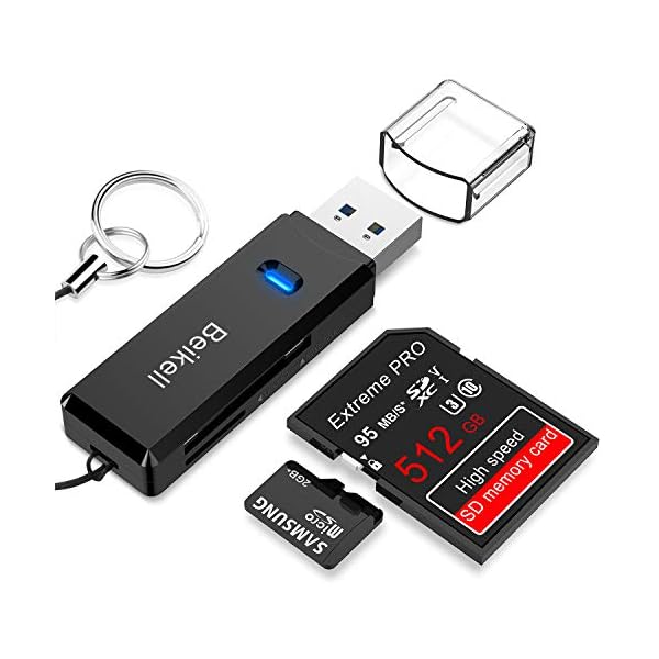 Beikell USB 3.0 Card Reader,High-speed SD/Micro SD Card Reader Memory Card Adapter-Supports SD/TF/SDHC/SDXC/MMC-Compatible with Windows,OS