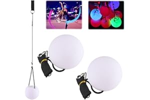 LUFEIS LED POI Balls, LED Glow Juggling Balls with 9 Light Modes and Strobe Effect, Poi Balls Set for Beginners and Professionals, Soft Spinning LED POI, LED Poi Spinning Balls for Belly Dance Props