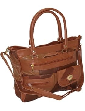 Damen Patchwork Handtasche Vintage Tasche mit zusätzlichem verlängerbaren Henkel Henkeltasche Shopper Schultertasche...