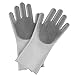 Produktbild NELNISSA Magische Silikonhandschuhe Wiederverwendbare Bürste Peeling-Handschuhe Geschirrhandschuhe Reinigungshandschuhe für Küche/Bad/Auto/Pet Hair Care (Grau)