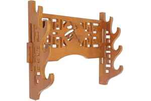 GOONSDS Bamboo Sword Holder Wall Mount Katana Stand Holder Display Rack Hanger 4-Tier