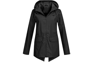 PVUCPOT Veste de pluie imperméable à capuche pour femme - Veste coupe-vent pour femme - Léger - Pour l'extérieur - Respirant - Voyage