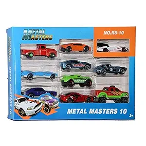 ToyS Factory Hot Speed Die Cast Metal Master Cars of Different Colorful Models (Colour May Vary) - Pack of 10