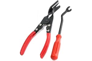 VALINK Lot de 2 pinces de retrait d'agrafes robustes, extracteur de clous, extracteur de fixation en acier pour panneau de garniture d'agrafe, pince de retrait de tapisserie d'ameublement, kit de réparation