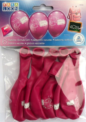 Karaloon 30032 - 6 Ballons Schule Girls, 90-100 cm, rosa