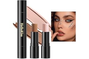 TIMIPOO Barra de contorno de doble extremo, resaltador, pluma de contorno, barra de resaltador, corrector de maquillaje de doble cabeza Contour Cream Set Facial Contour Pen Stick (01#Sombreado+resaltador)