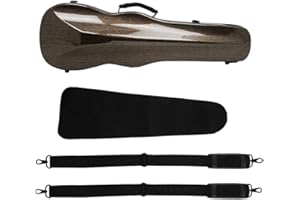 Hapihom 4/4 Violinkoffer aus Kohlefaser, superleichte dreieckige Box mit Hygrometer, tragbarer Reisekoffer Kaffee gebürstet