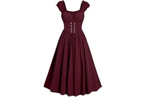 HAOLEI Renaissance Dress Women UK Sale,Vintage Medieval Chemise Dress Victorian Pinafore Cottagecore Dress Gothic Punk Halloween Costumes Rockabilly Party Fancy Irish Peasant Dress Over Dress
