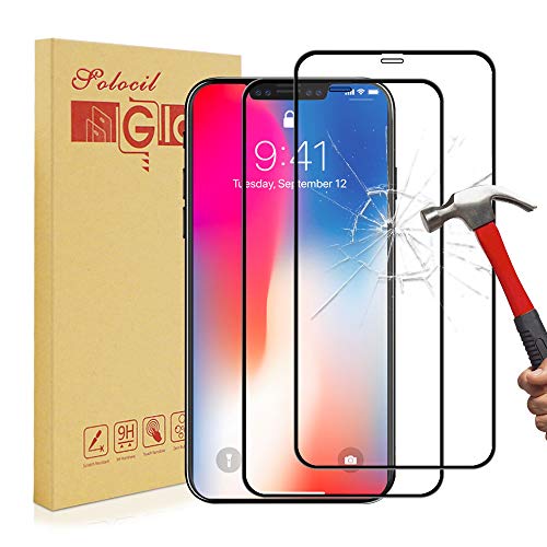 [Lot de 2] Verre Trempé pour iPhone XS, Solocil [3D Full Coverage] [Anti-Empreintes digitales][Anti-Rayure][sans Bulles] Protecteur d'Ecran pour iPhone XS (5.8 inch)