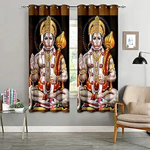 ASSECR Polyester 3D Digital God Printed for Hanuman Curtains Door Bed Room Kids Room Living Room (4x7) Feet
