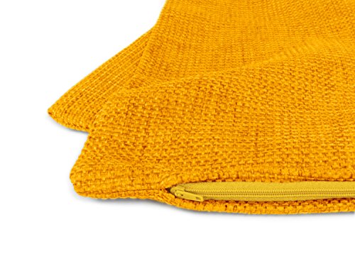 Kissenhüllen in Struktur-Optik – erhältlich in 23 modernen Farben und 3 verschiedenen Größen, 1 Kissenhülle 60 x 60 cm, gelb - 5