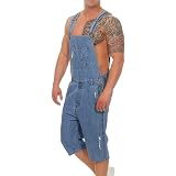 Jitong Distressed Peto Vaquero para Hombre Pantalones Cortos de Mezclilla  Verano Mono Jeans de Trabajo: Amazon.es: Ropa