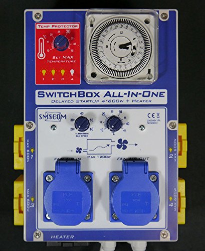 SMSCOM SwitchBox All-In-One. Zeitschaltuhr für 4x600W Pflanzenlicht inklusive Fancontroller für zwei Lüfter - 2