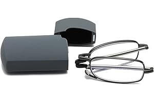 Hubeye Anty-niebieskie okulary do czytania dla mężczyzn i kobiet z teleskopowymi prętami i zawias sprężynowy z przenośnym etui 1.00