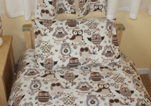 BROWN OWL COTBED/TODDLER DUVET SET - 120X150CM - 100% COTTON - UK MADE