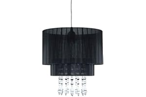 ‎SMARTWARES Ranex Amy Metal / Black Textie / Plastic Chandelier Light, 300 x 300 x 1050mm, E27 60W Excl Bulbs