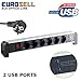 Produktbild Eurosell Premium Alu Office Line Tischsteckdosenleiste mit USB - Tisch Steckdosenleiste 6er 6fach mit 2 x USB Ladegerät Port