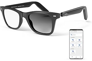 GetD AI Bluetooth Glasses, Smart Audio Glasses & Open-Ear Earphone & AI Assistant Powered by ChatGPT, AI Translation, Meeting Memos 3 in 1 for Men & Women (Black Frame + Photochromic Lens)