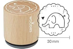Woodies Sello Elefante, Madera, 3,4 x 3,4 x 3,5 cm