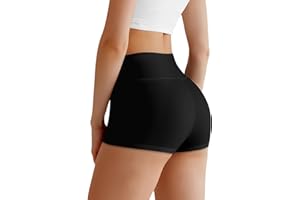 AOOSA Short de Cintura Alta para, Pantalon Corto Elásticos Antirozaduras Hotpants, Mallas Push Up, Pantalón Corto Shorts Deportivos Mujer para Yoga, Gimnasio, Ciclismo