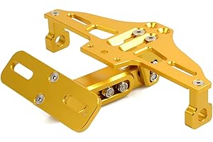 QJY-MOTOR PART-STORE Universal Moto Soportes de Portamatriculas para Tmax 500 530 MT-07 MT09 YZF-R1 R3 R125 SV650 GSF 1200 Bandit S1000/R/RR/XR CBR400F CBR500 CBR600RR CBR900RR CBR1000RR-Oro