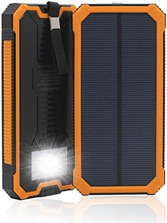 Solar Charger 20000mAh Dual USB Port Portable Power Bank External Battery Pack Waterproof with LED Lights for iPhone iPad Laptops Smart Phones and Other Digital Devices Ourdoor Sports (Orange)