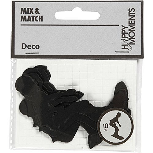 Stanzfigur aus Pappe, Größe 56×67 mm, Schwarz, Skater, 10Stck. - 2