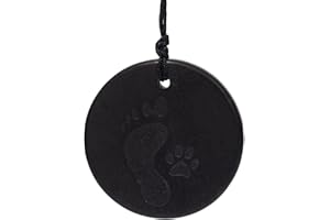 IGOX Shungit Grabado Colgante Mejores Amigos Círculo con Cordón - Auténtico Curación Roca para Chakra y Equilibrio Energético