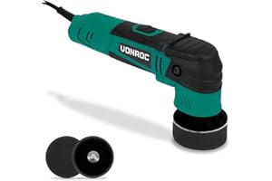 VONROC Dual Action Polisher 400W - Ø50 & Ø75MM - Incl. 2 Backing Plates and 2 polishing Pads - Soft Start Electronics - Constant Power Electronics