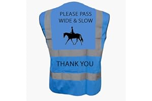 PRODUCTSAVE Hi Vis Viz High Visibility Reflective Vest Horse Riding Equestrian Safety Vest (Adult S 36/38, Blue)