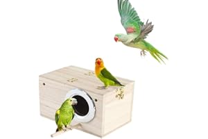 CAIYUANGJ Casas de pájaros de madera natural, casa de pájaros de madera, casa de nidos de pájaro al aire libre, nidos de pajarera, accesorios de jaula caja de cría, para pinzas, periquitos (19,5x12x12 cm)