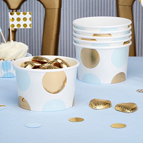 Simplydeko Pappbecher | Candy Bar Snack Cups | Schalen für Eis oder Fingerfood | für Party, Hochzeit, Kindergeburtstag (Metallic blau)