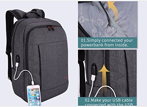 Tigernu 17inch USB laptop backpack  anti-theft business travel rucksack  Charcoal Black   charcoal black 