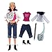 Produktbild Miunana Set Kleidung Jacke T-Shirt Jeans Hose Schuhe Gürtel Tasche für Barbie Puppen Doll
